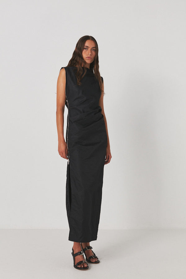Alita - Nylon zipper dress I Caviar Black    2 - Rabens Saloner