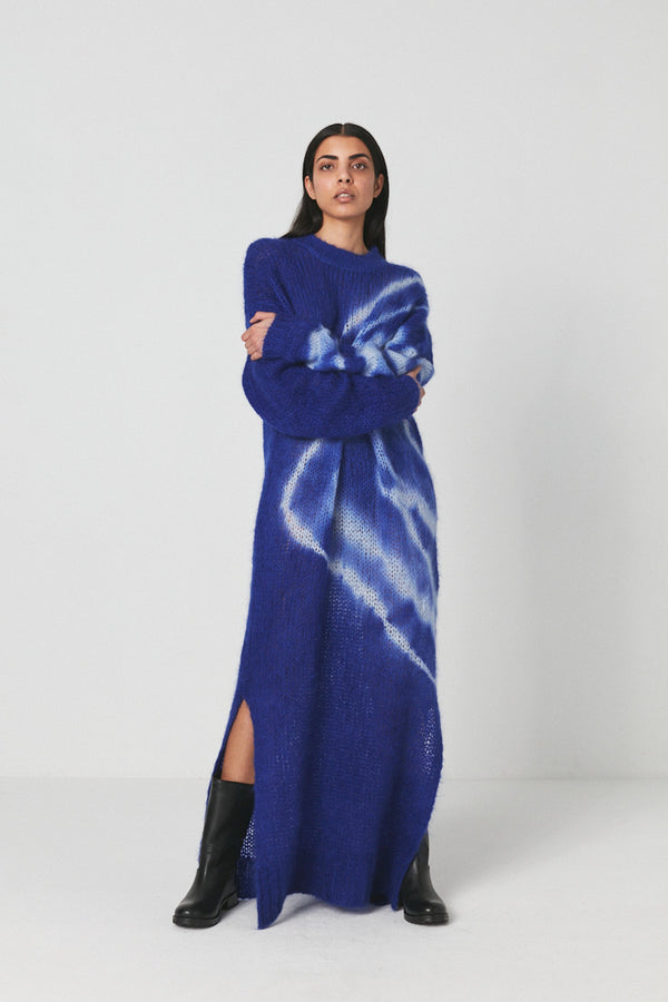 Taia - Echo knit long dress I Blue combo    1 - Rabens Saloner
