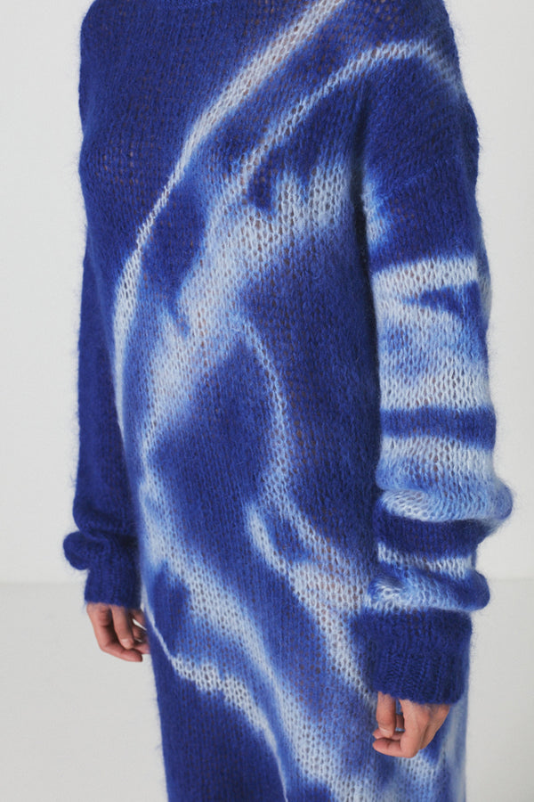 Taia - Echo knit long dress I Blue combo    2 - Rabens Saloner