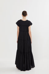 Gisele - Cotton flare long dress I Black    6 - Rabens Saloner