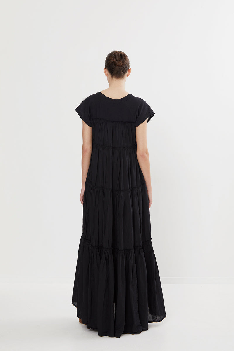 Gisele - Cotton flare long dress I Black    6 - Rabens Saloner