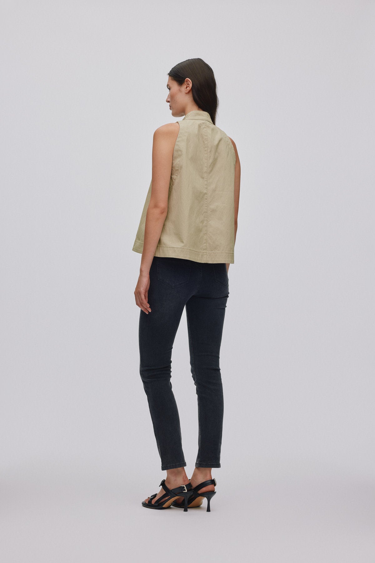 Felicia - Denim stretch skinny cropped pants I Washed black denim 2 - Rabens Saloner