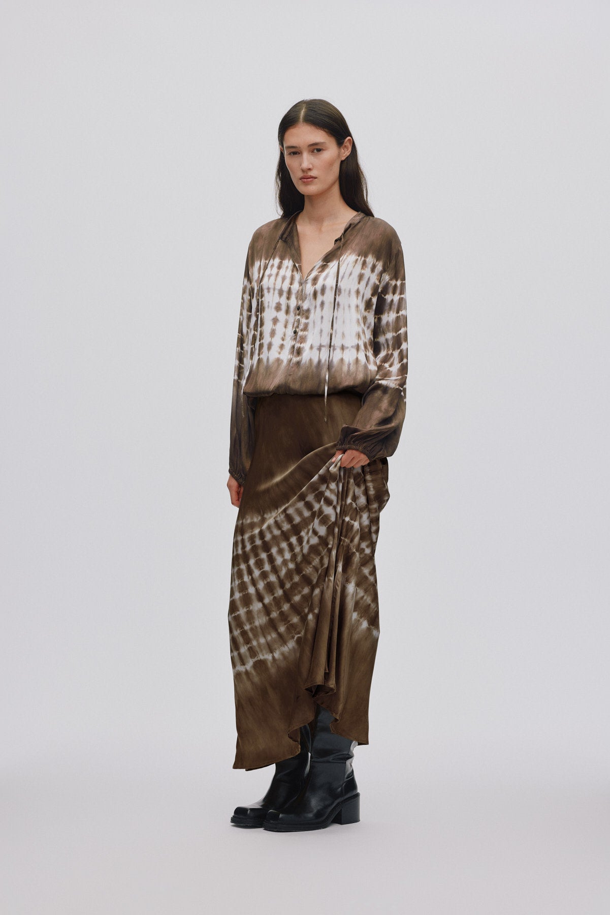 Willie - Frequency A-line skirt I Dry mocca combo 6 - Rabens Saloner