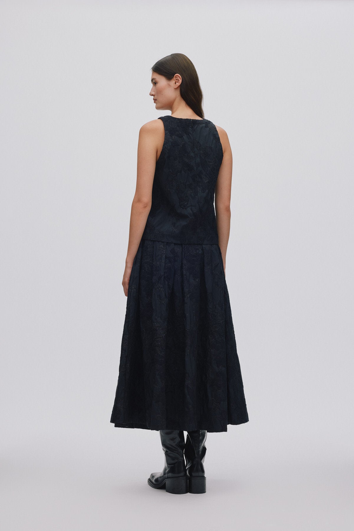 Clipped jacquard tank top - Piper I Pirate black 6 - Rabens Saloner