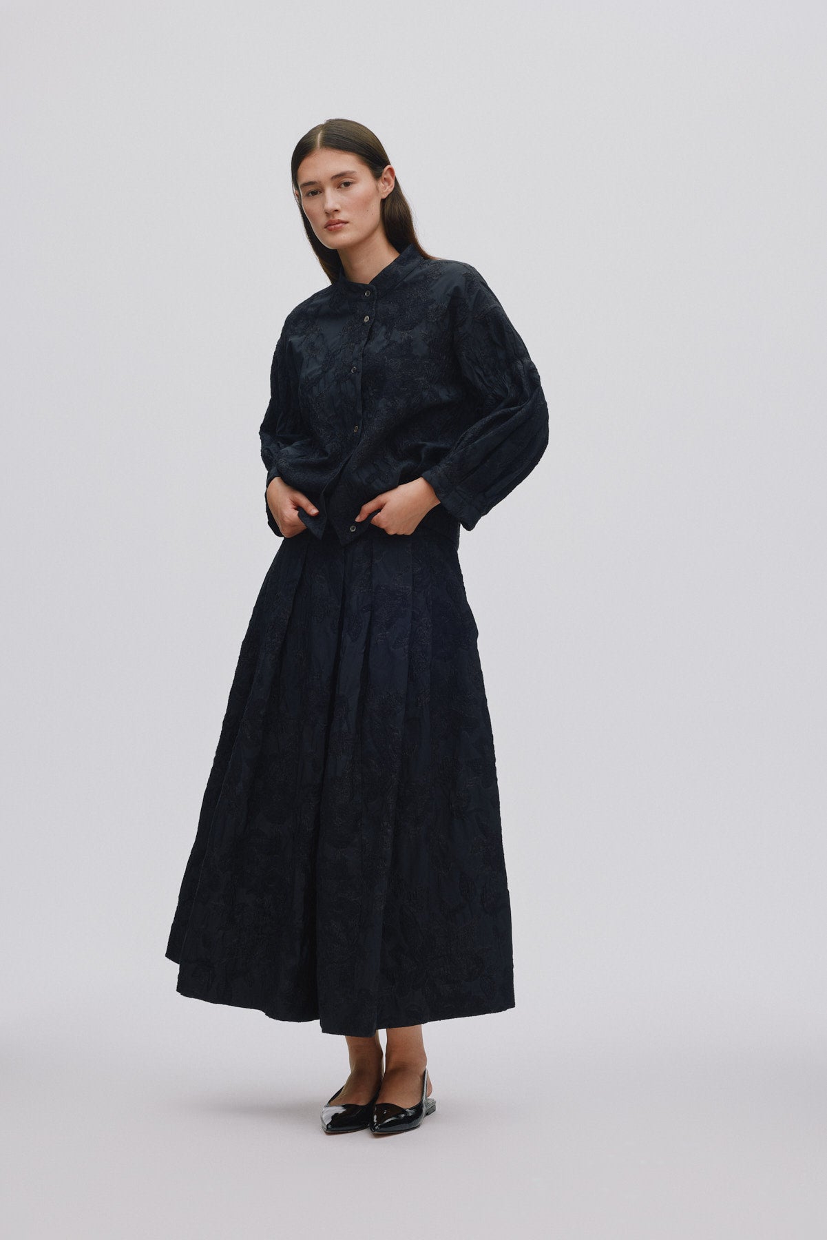 Clipped jacquard shirt jacket - Candie I Pirate black 4 - Rabens Saloner
