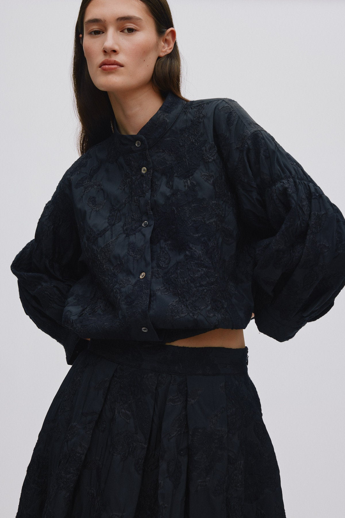 Candie - Clipped jacquard shirt jacket I Pirate black