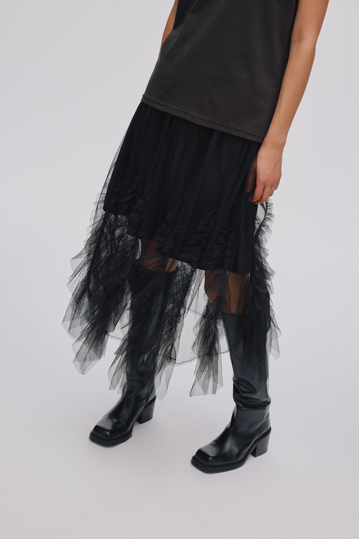 Glenda - Frilly tulle skirt I Black 6 - Rabens Saloner