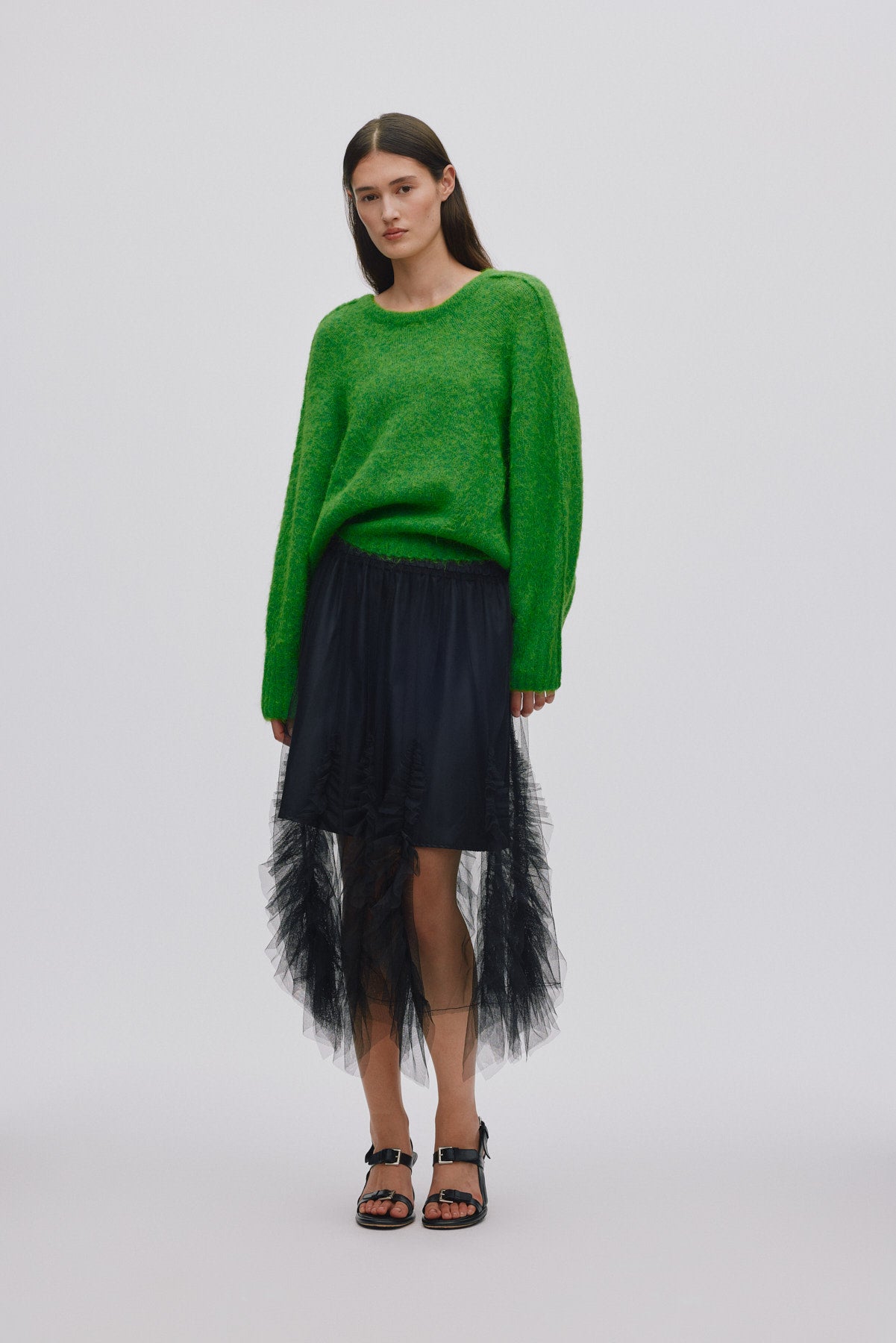 Glenda - Frilly tulle skirt I Black 7 - Rabens Saloner