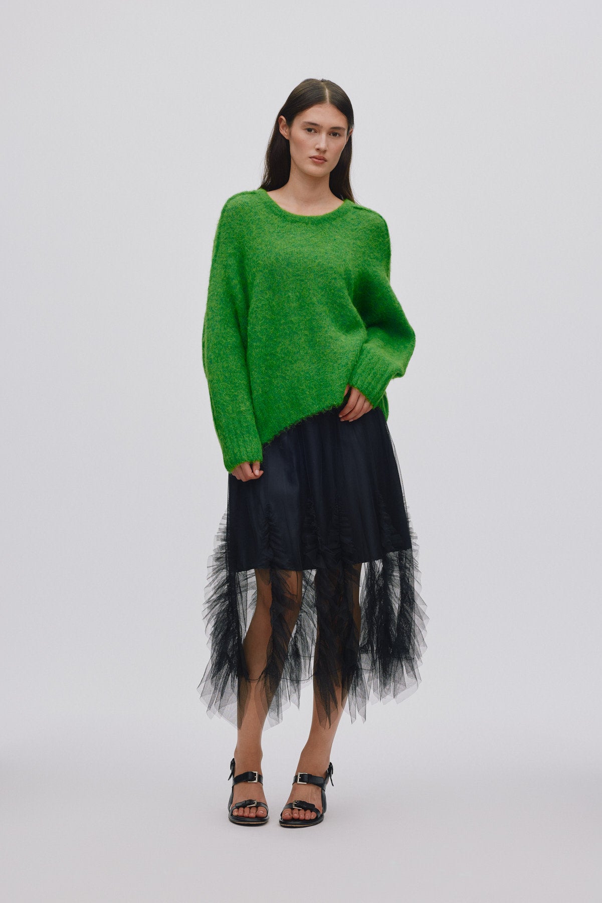 Glenda - Frilly tulle skirt I Black 1 - Rabens Saloner