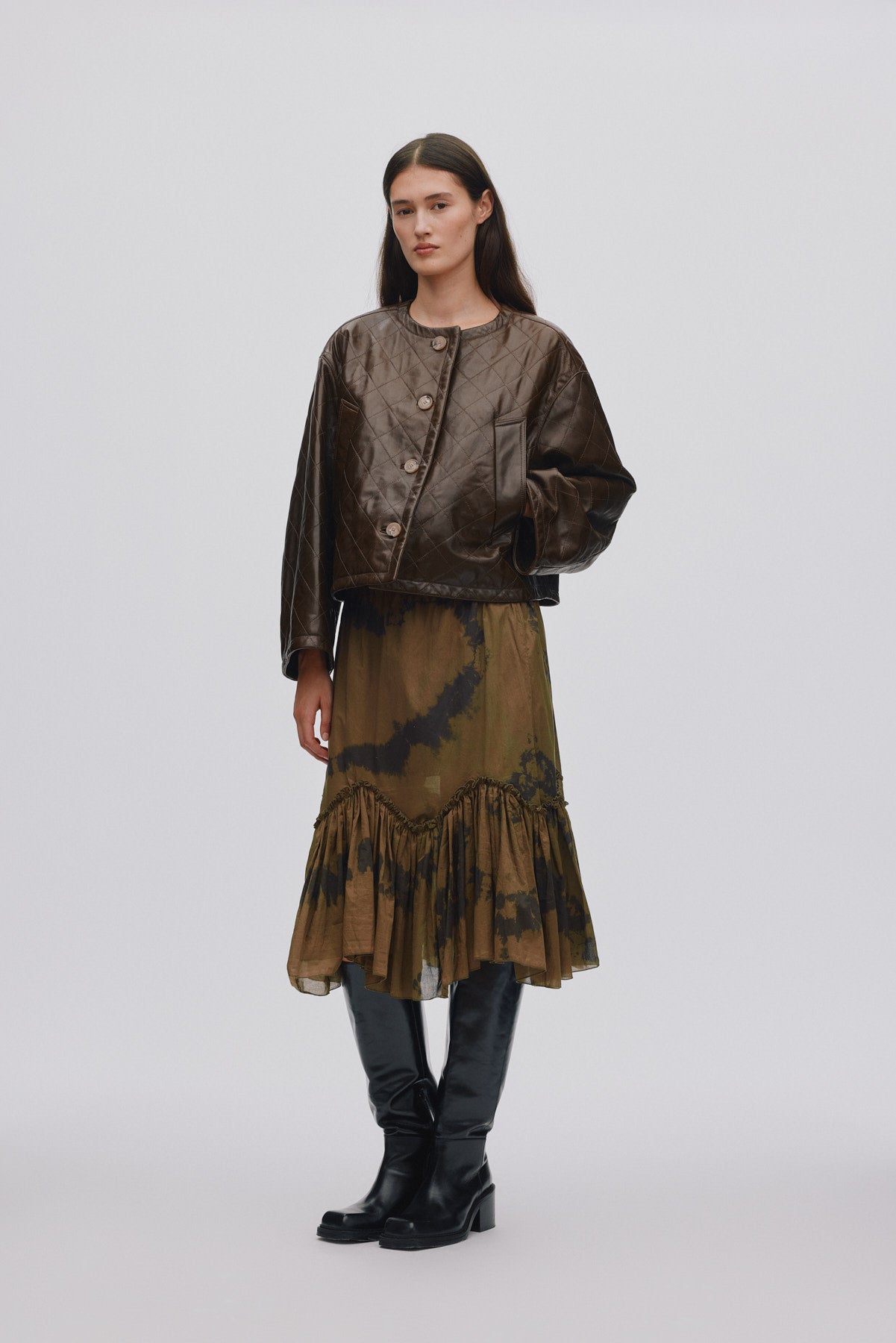 Berra - Quilted leather jacket I Olive 1 - Rabens Saloner