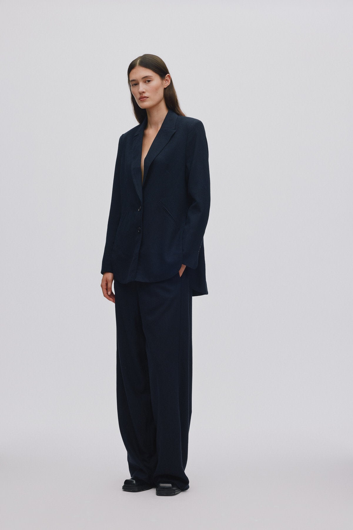 Drapy tailoring relaxed pants - Everdeen I Midnight 3 - Rabens Saloner