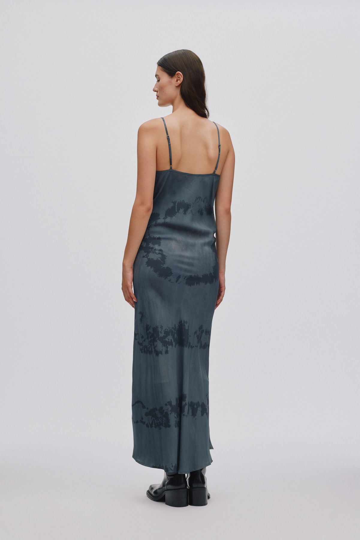 Cosmic ruched bust bias dress - Meluca I Anthracite combo
