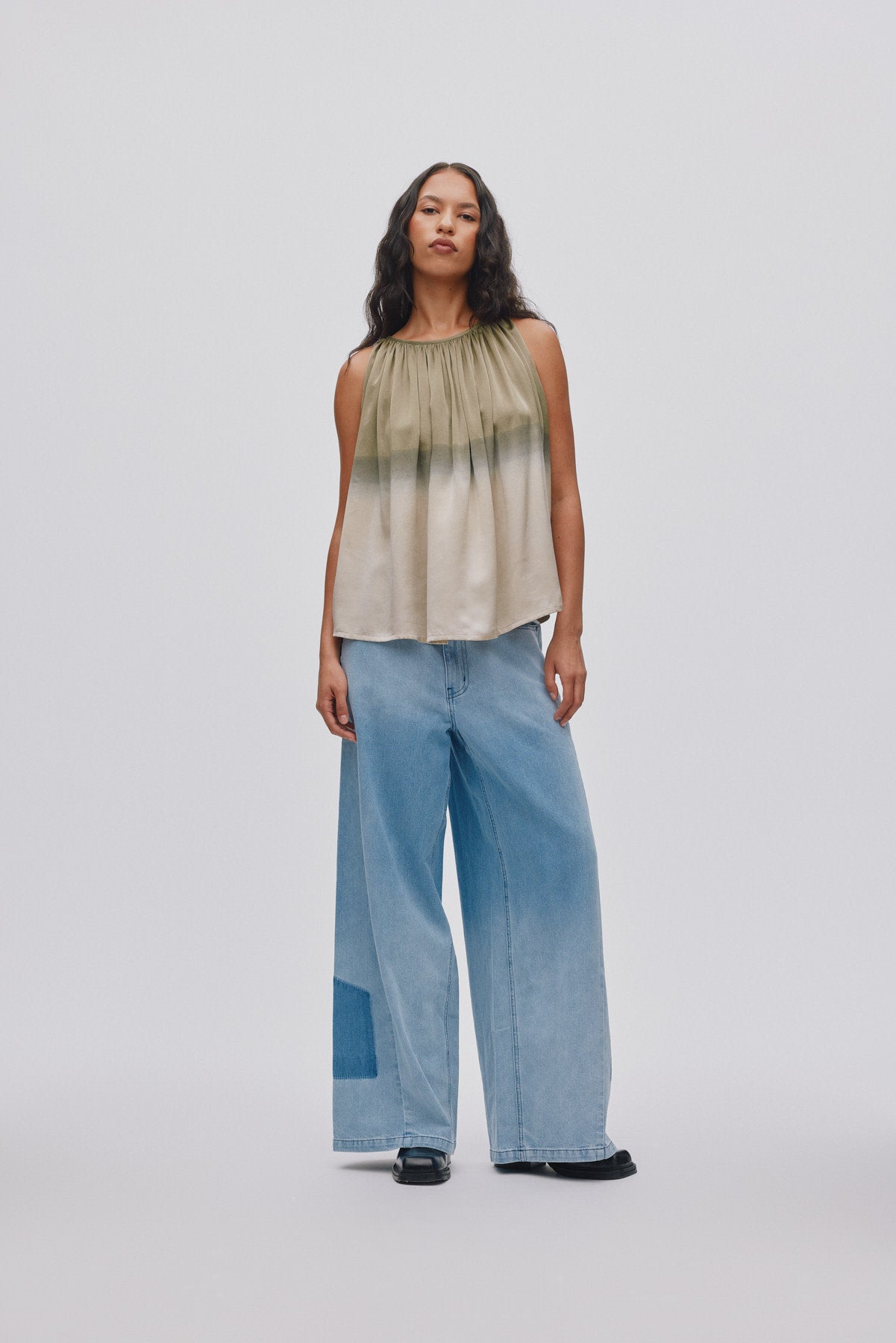 Lane - Light denim wide leg pants I Light washed denim 3 - Rabens Saloner