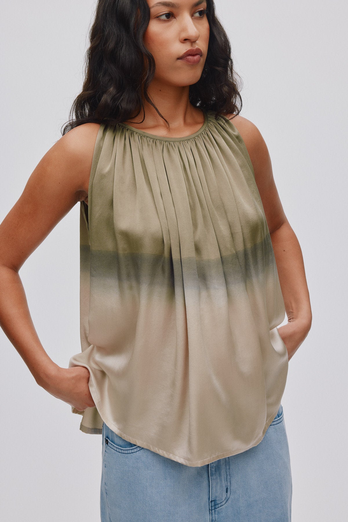 Sabel - Horizon gathered halter top I Cement combo 5 - Rabens Saloner