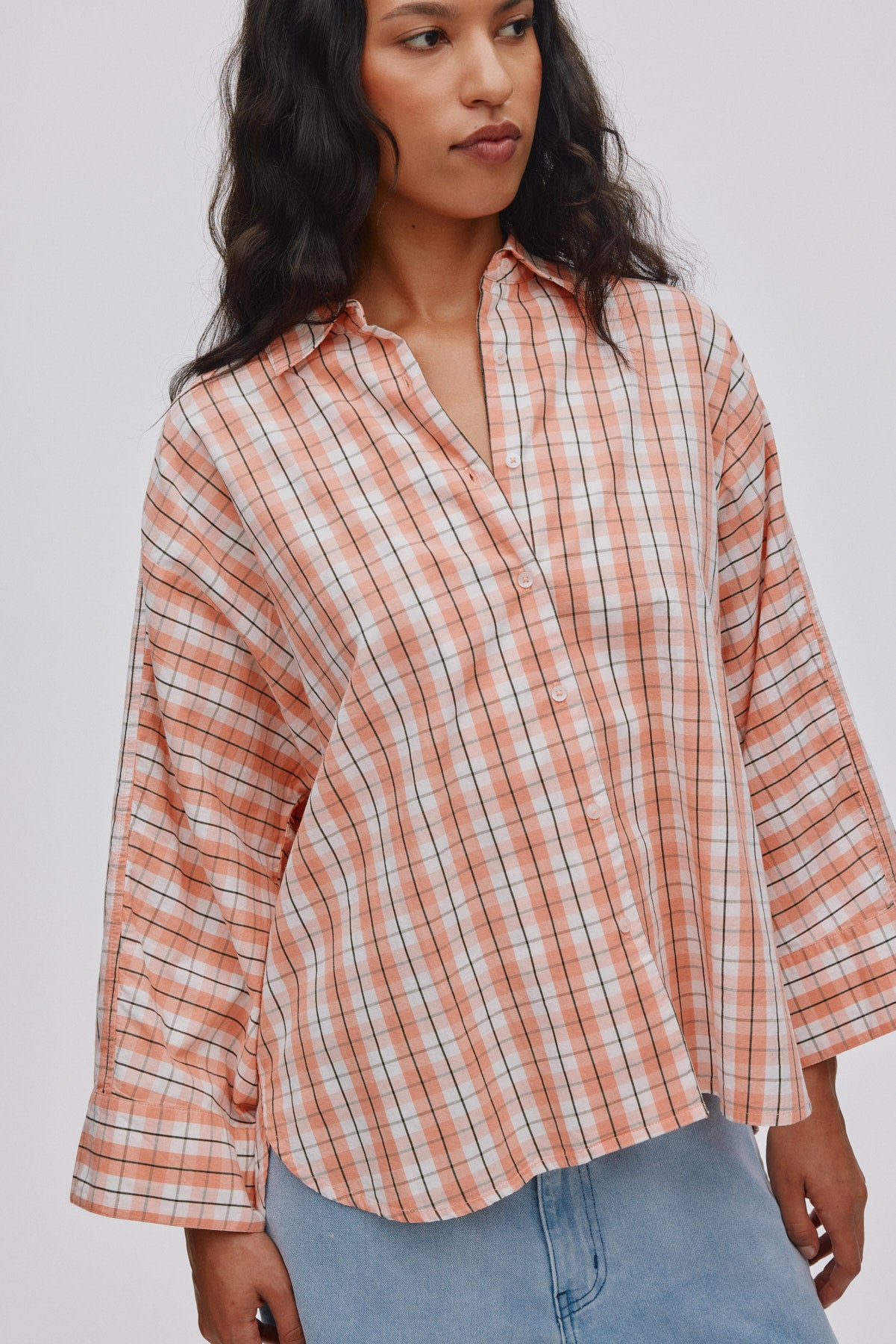 Chloe - Shirt check full shirt I Mandarin check 3 - Rabens Saloner