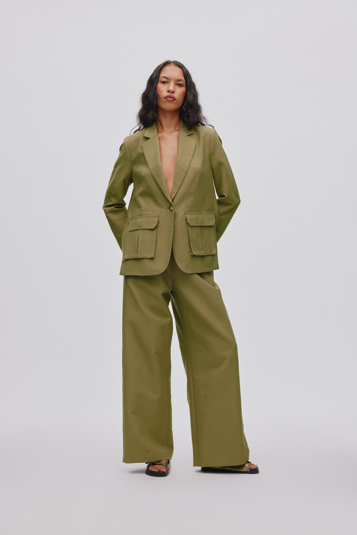 Sabila - Soft tailoring cargo jacket I Pale Khaki 2 - Rabens Saloner