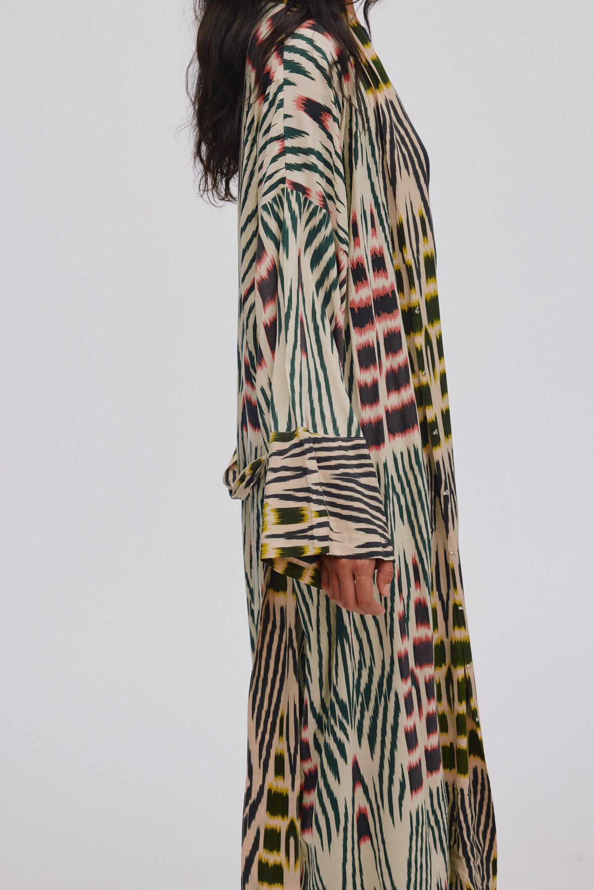 Sunita - Ikat combo robe dress I Forest pink sand & citrus combo 4 - Rabens Saloner