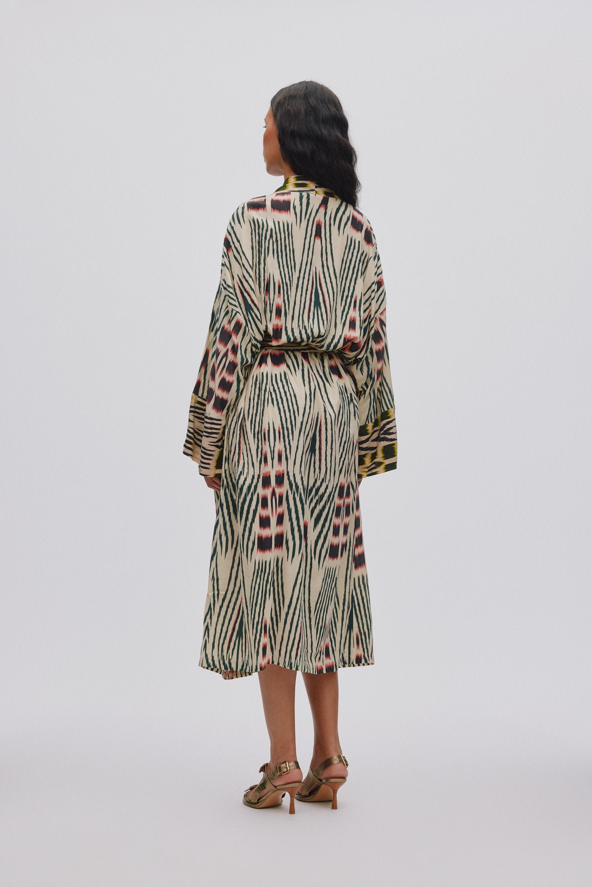 Sunita - Ikat combo robe dress I Forest pink sand & citrus combo 9 - Rabens Saloner