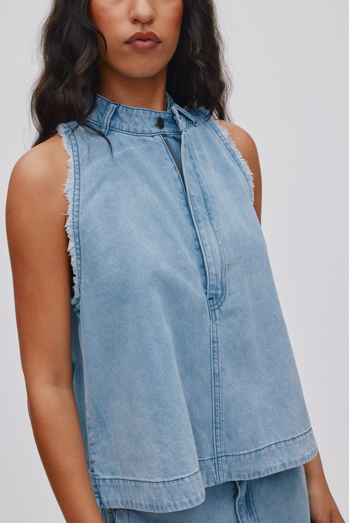 Faya - Light denim halter top I Light washed denim 1 - Rabens Saloner