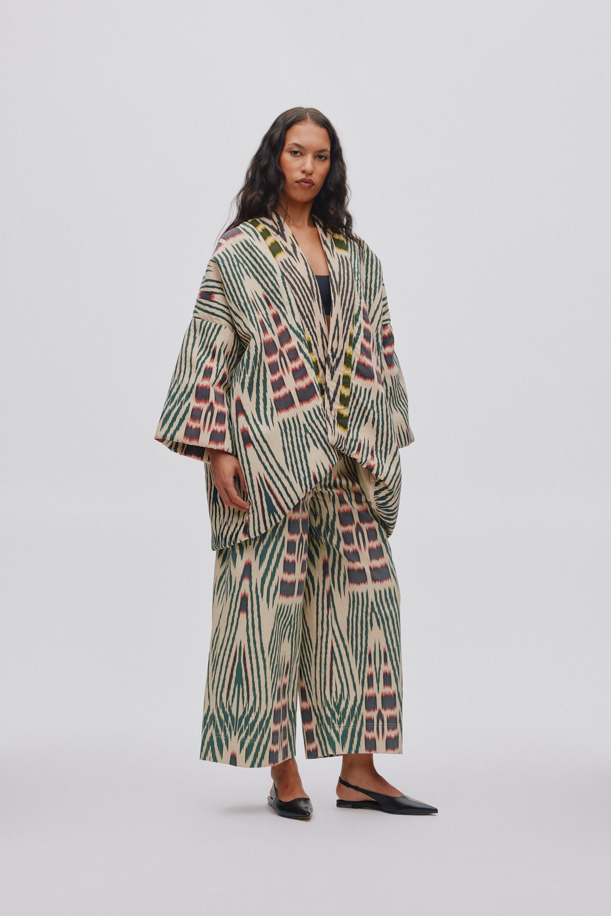 Abba - Ikat combo padded kimono I Forest pink sand & citrus combo 2 - Rabens Saloner