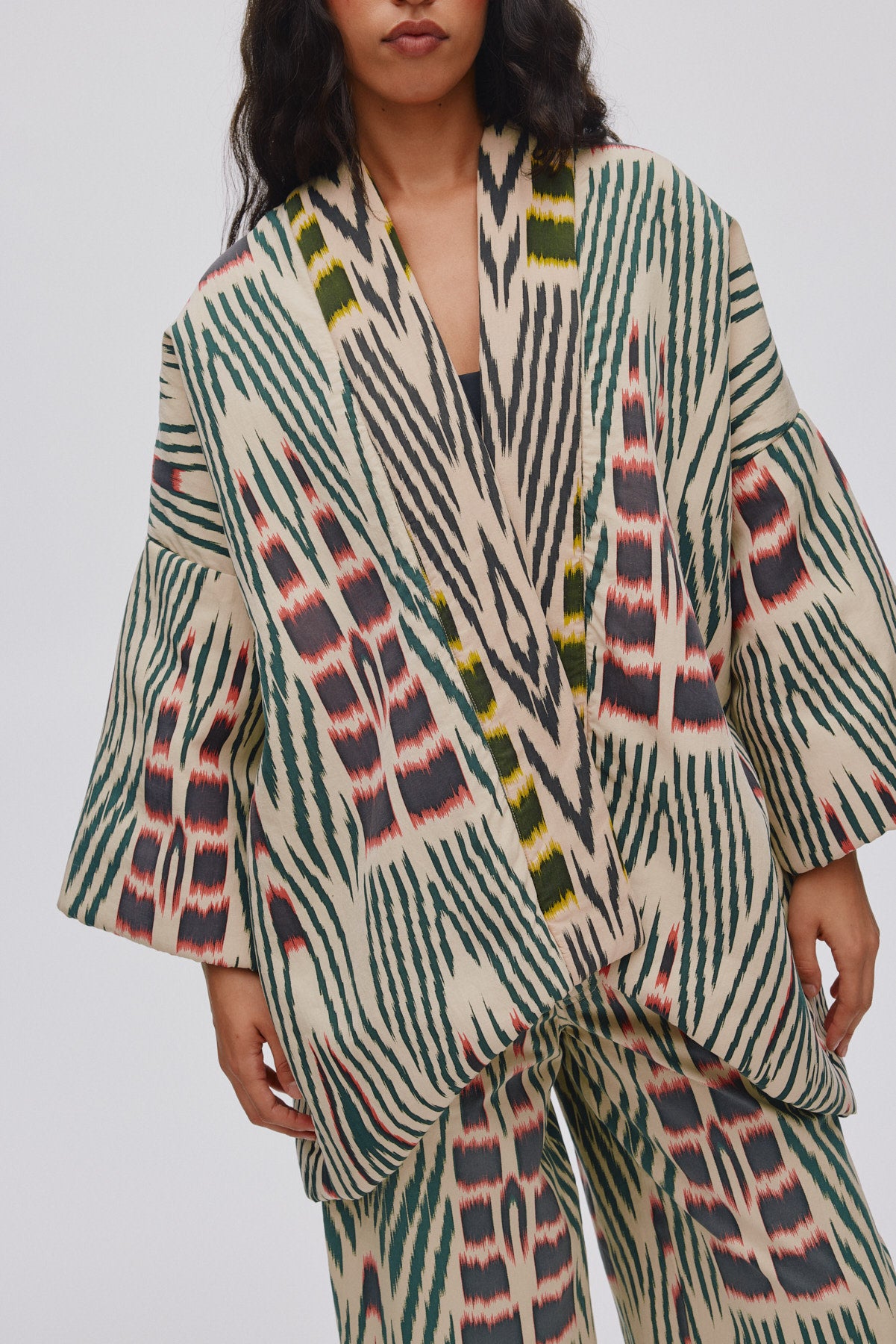 Abba - Ikat combo padded kimono I Forest pink sand & citrus combo 3 - Rabens Saloner