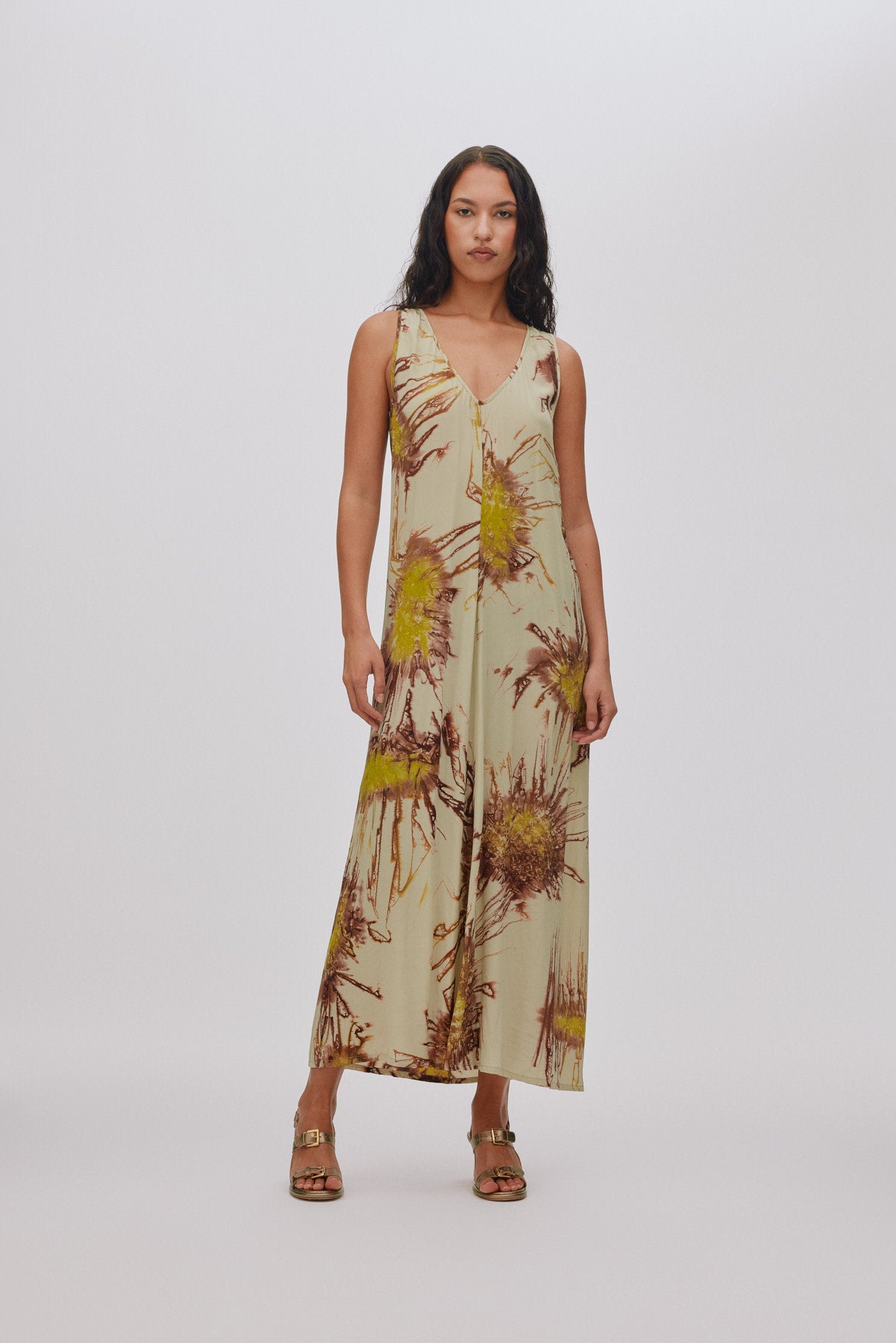 Alpa - Sea urchin long dress I Chartreuse combo 2 - Rabens Saloner