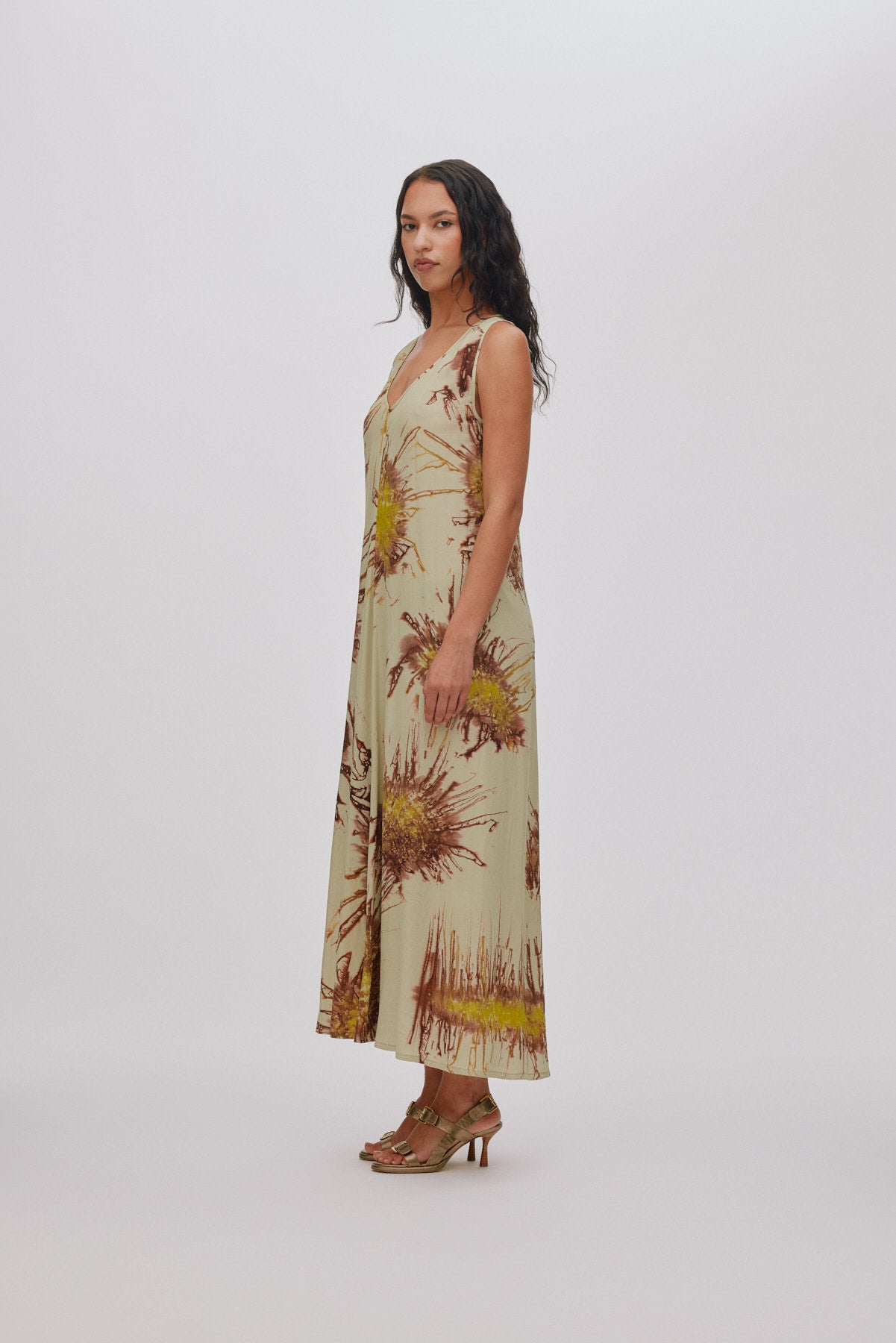 Alpa - Sea urchin long dress I Chartreuse combo 5 - Rabens Saloner