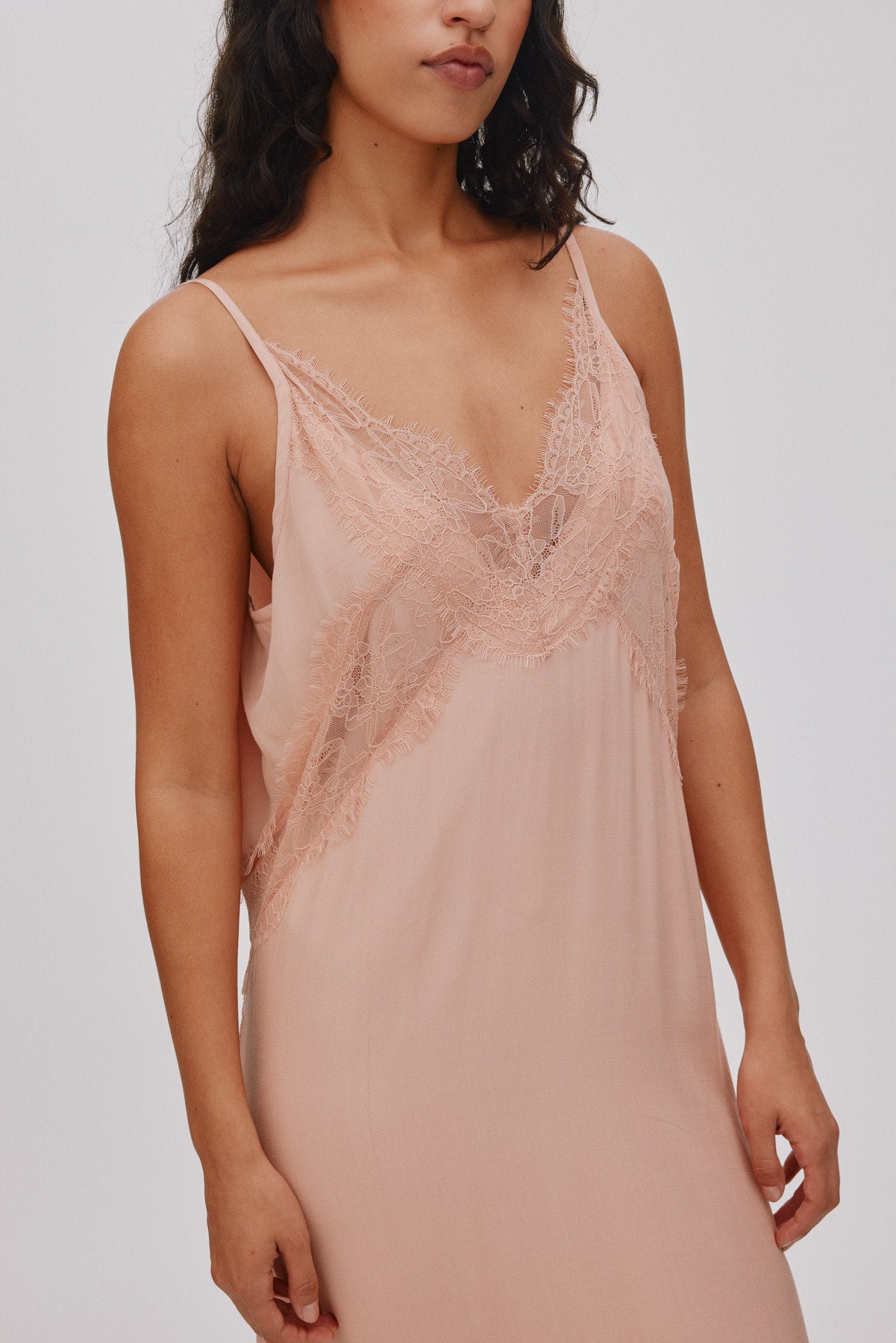 Lilou - Sheer lace panelled dress I Blush 3 - Rabens Saloner