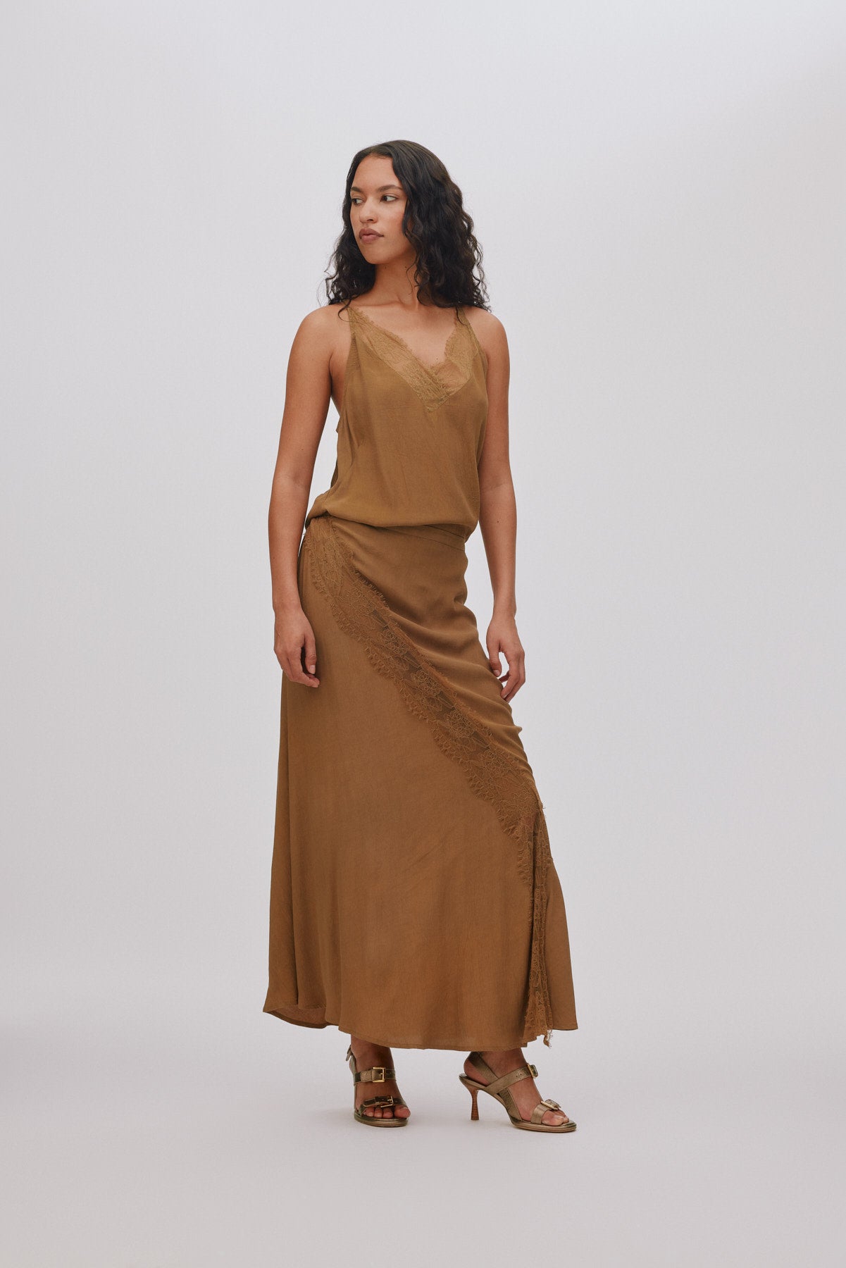 Jodie - Sheer lace camisole I Hazelnut 2 - Rabens Saloner