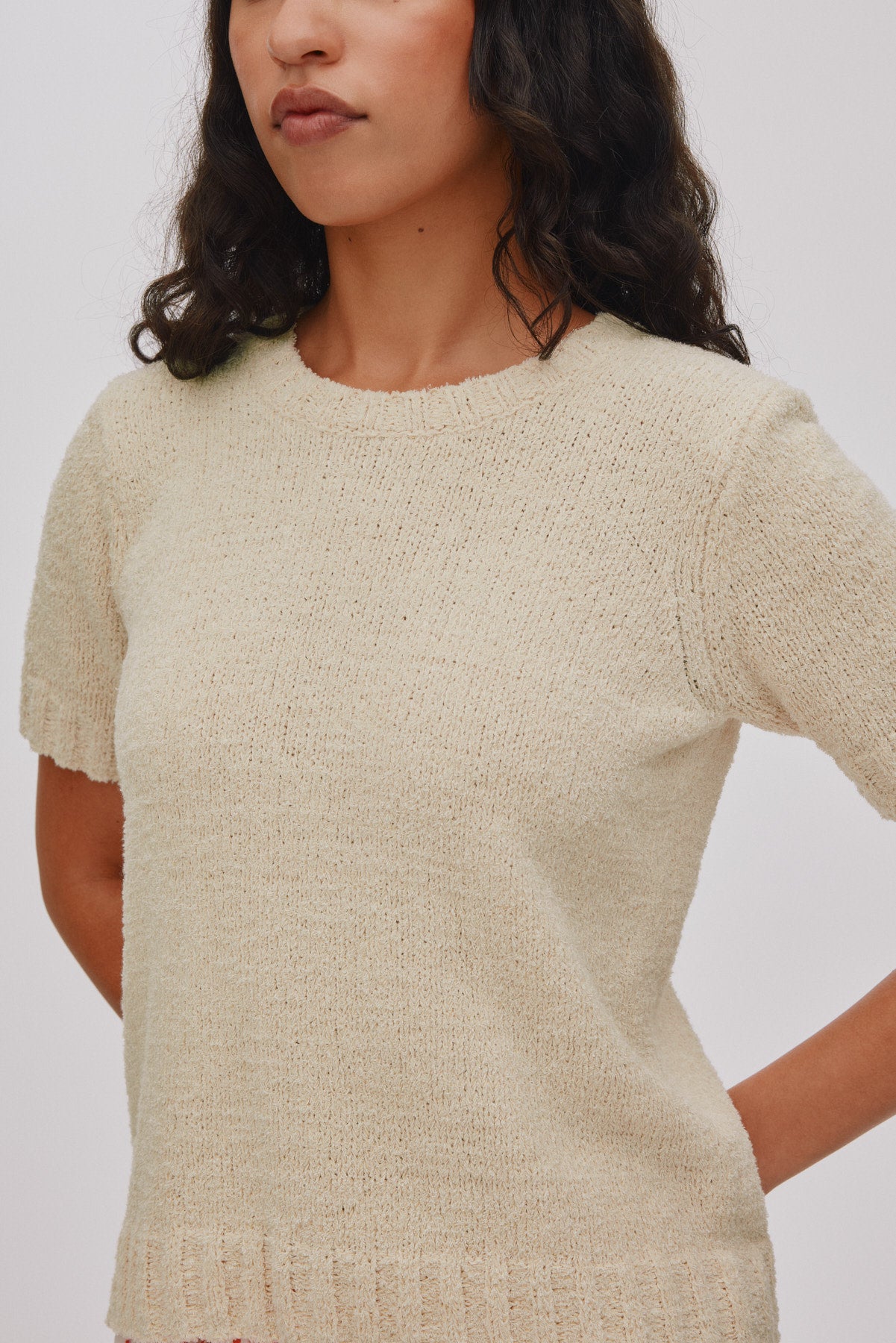 Elka - Towelling knit t-shirt I Sand Sand XS 3 - Rabens Saloner
