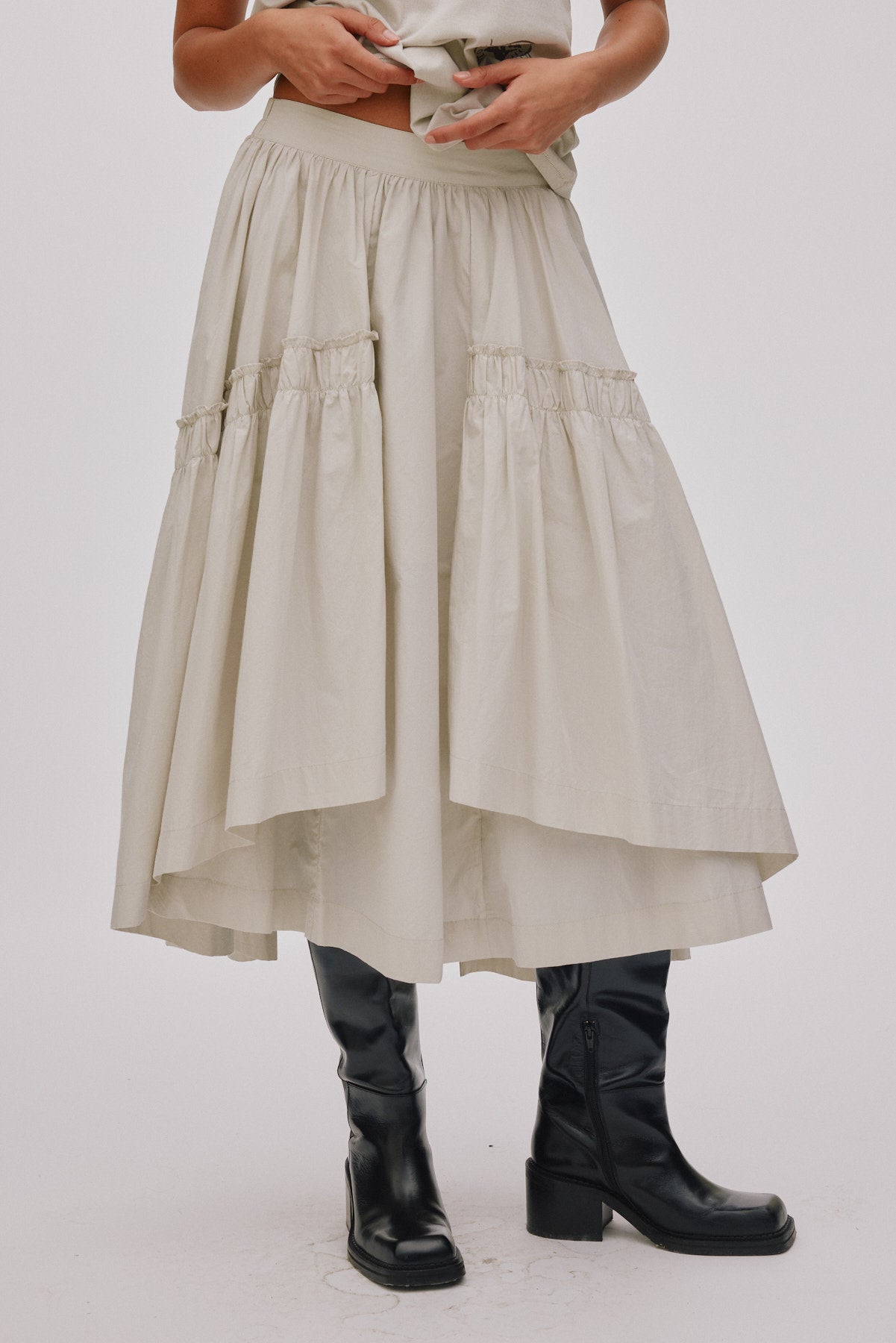 Brigida - Poplin full skirt I Faded black 5 - Rabens Saloner