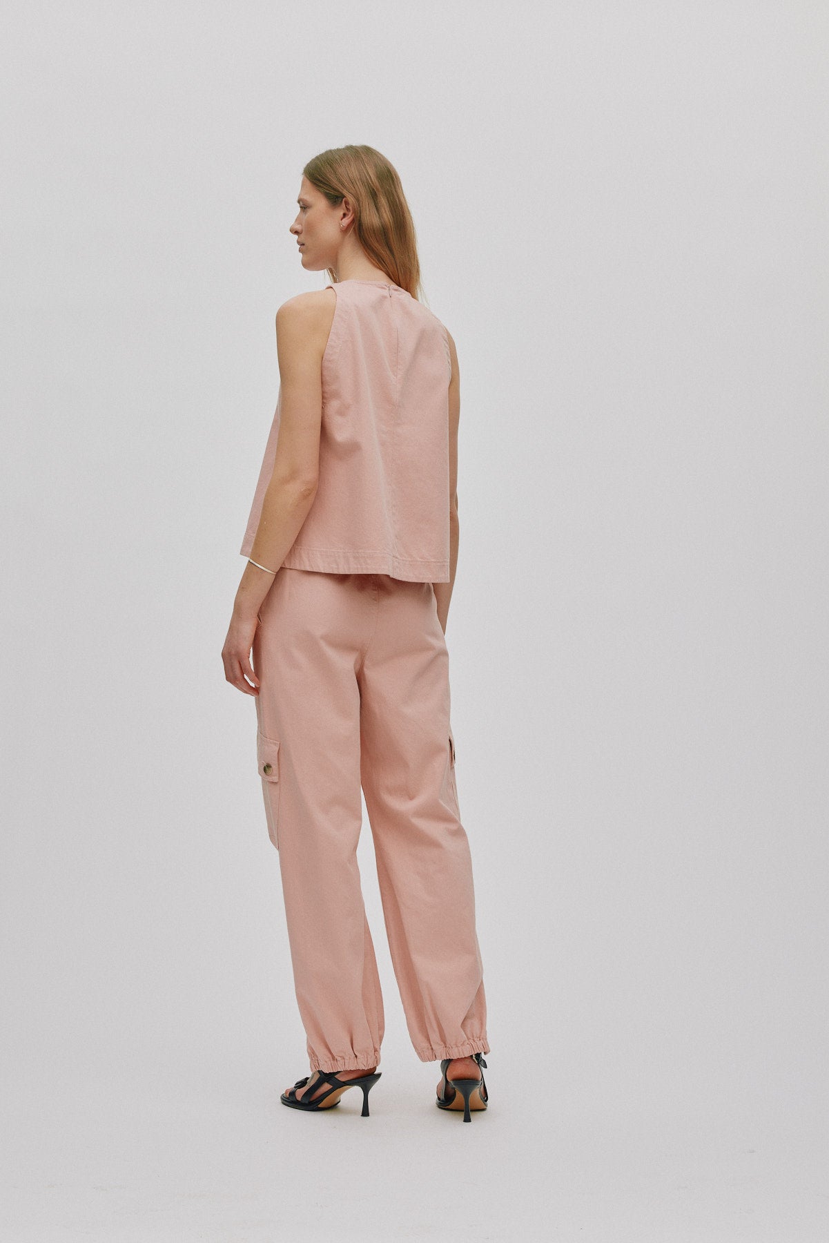 Kaley - Texture canvas halter top I Soft rose 3 - Rabens Saloner