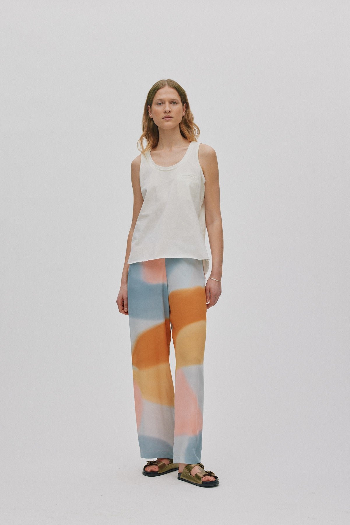 Abbi - Vintage jersey pocket tank top I Chalk 1 - Rabens Saloner