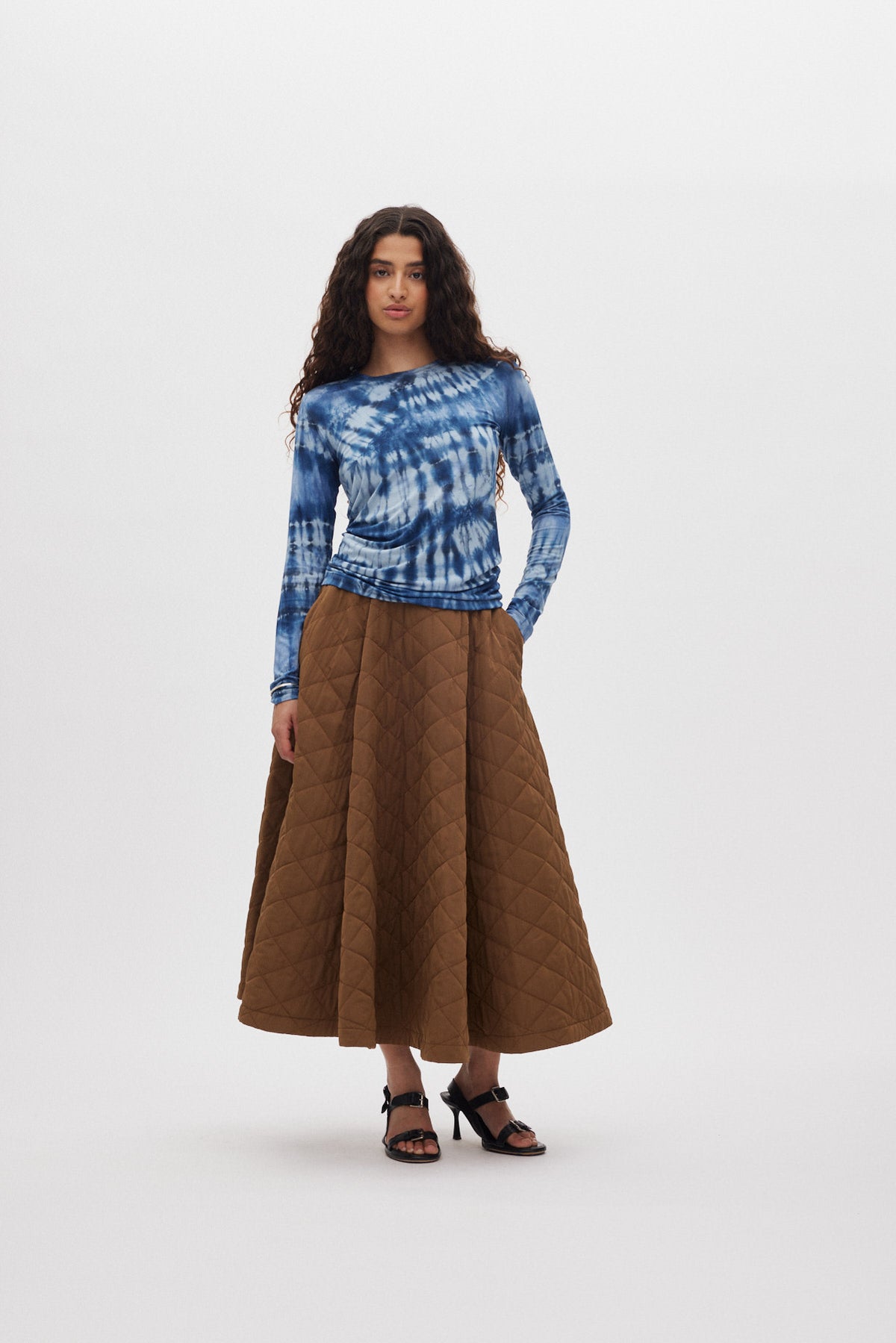 Bisharo - Tech quilt full skirt I Chestnut 1 - Rabens Saloner