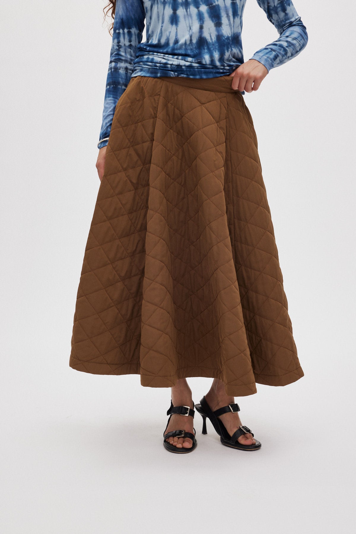 Bisharo - Tech quilt full skirt I Chestnut 2 - Rabens Saloner
