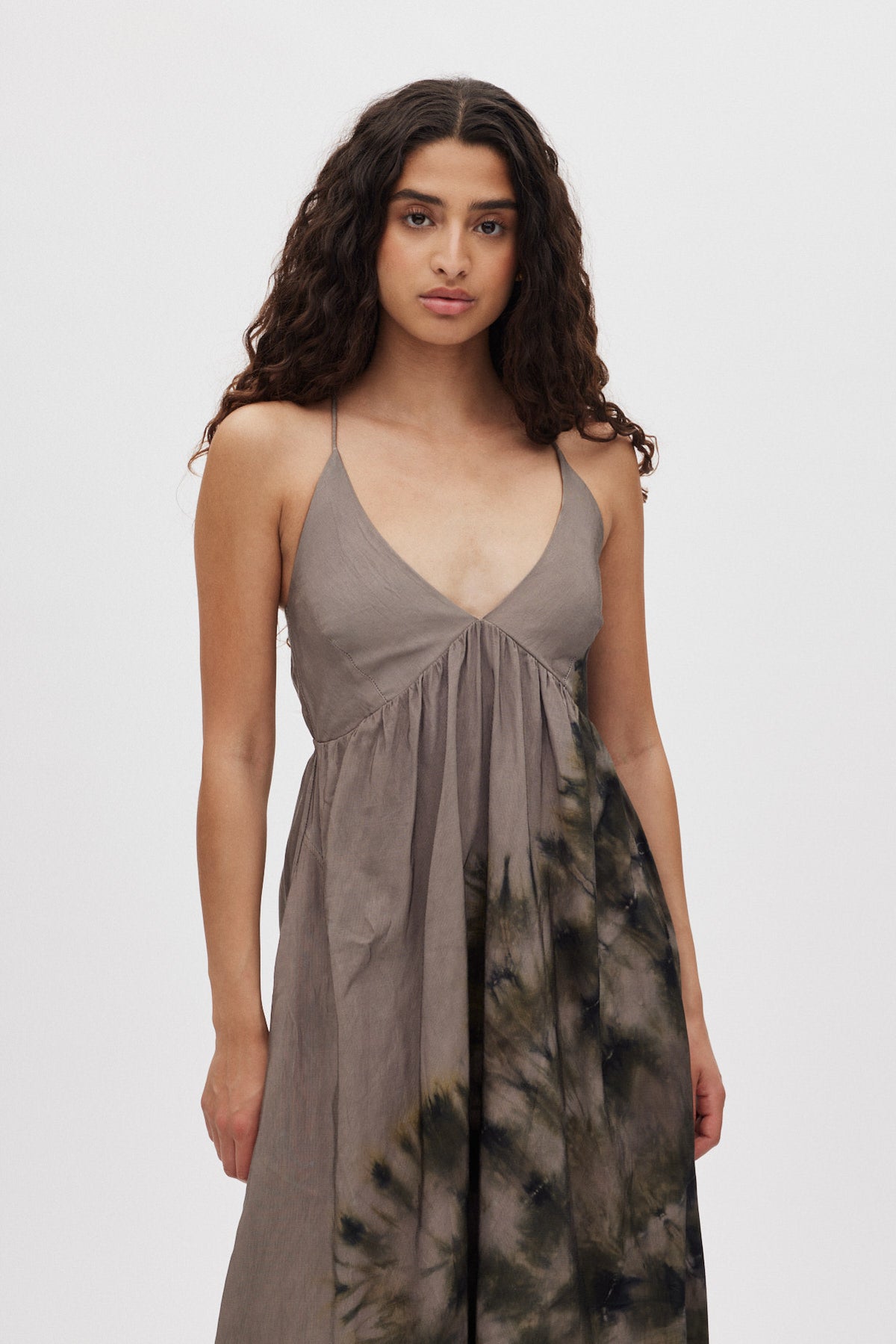 Maple - Lava v-front dress I Grey green combo 2 - Rabens Saloner
