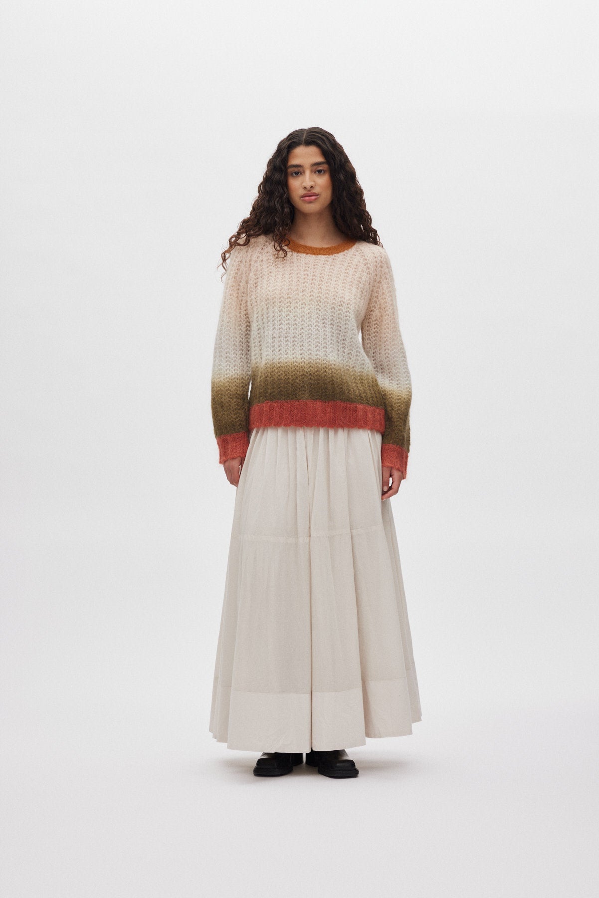 Jasmin - Faded knit boxy sweater I Rust combo 1 - Rabens Saloner