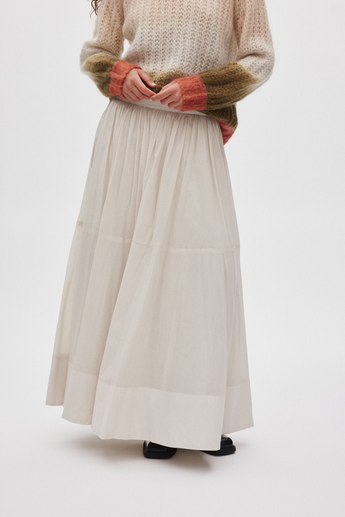 Dema - Poplin full layered skirt I Clay 2 - Rabens Saloner