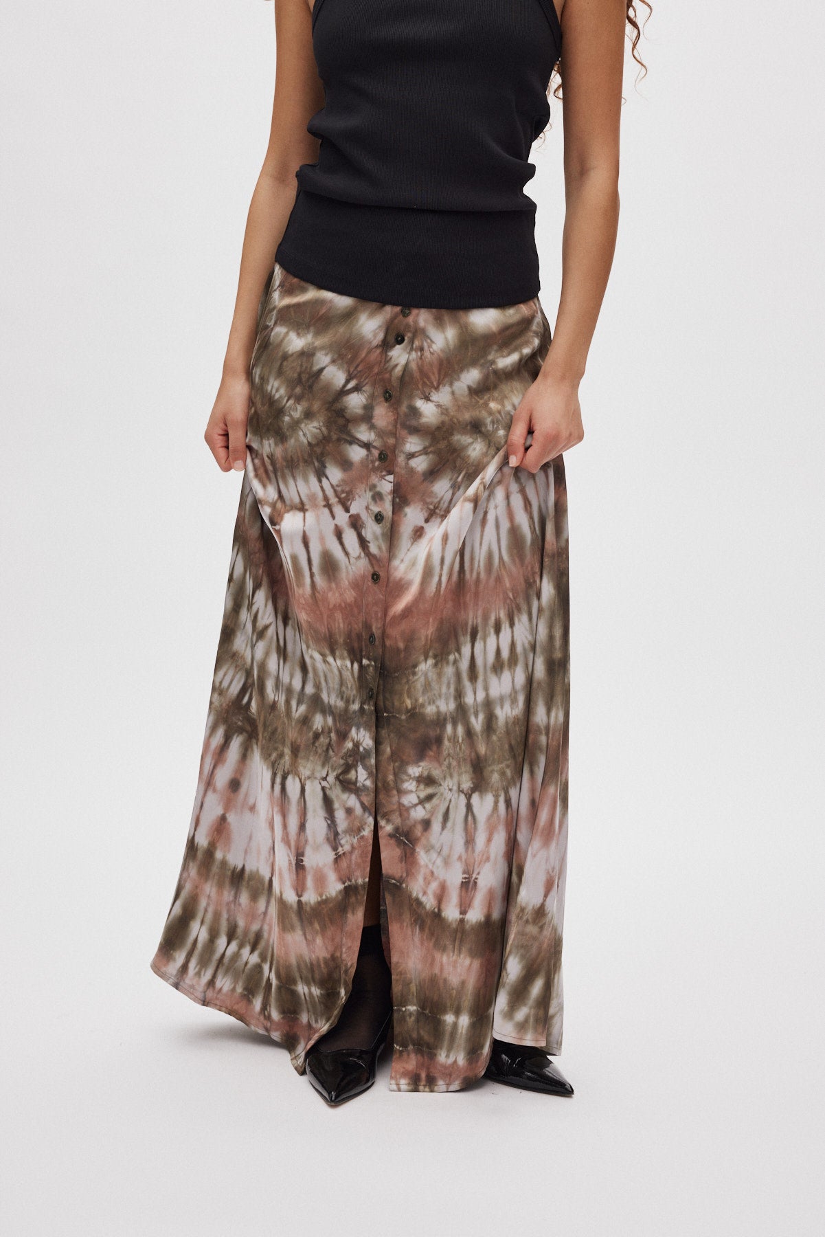 Henriette - Lava print button skirt I Rust combo 2 - Rabens Saloner