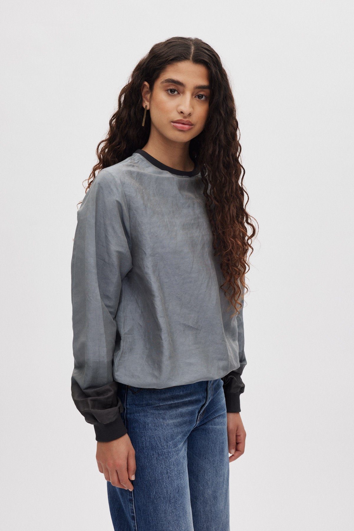 Ommi - Horizon sweat top I Grey/black 2 - Rabens Saloner