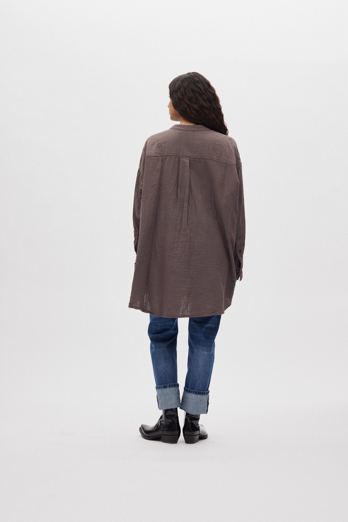 Sonja - Cotton double oversized shirt I Brown 3 - Rabens Saloner