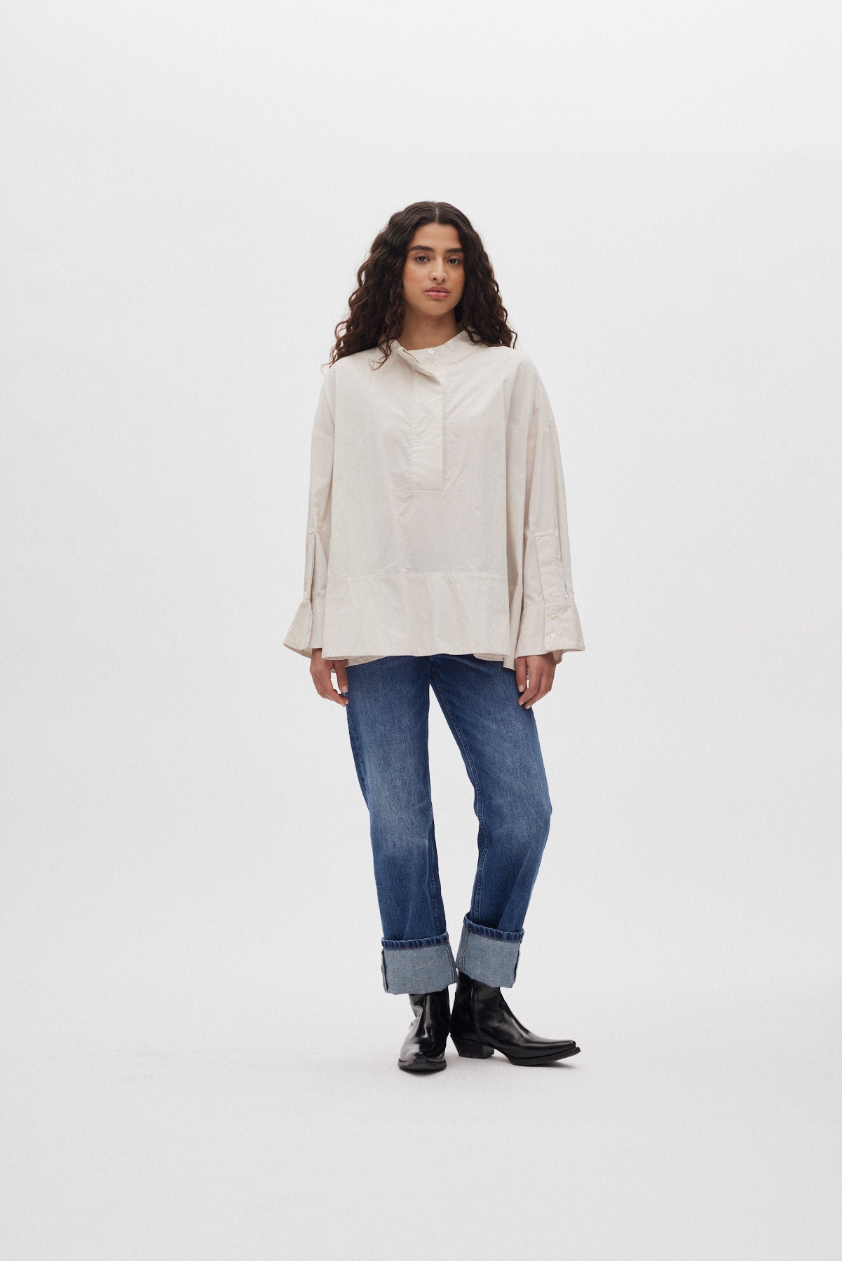 Smea - Poplin flared shirt I Clay 3 - Rabens Saloner