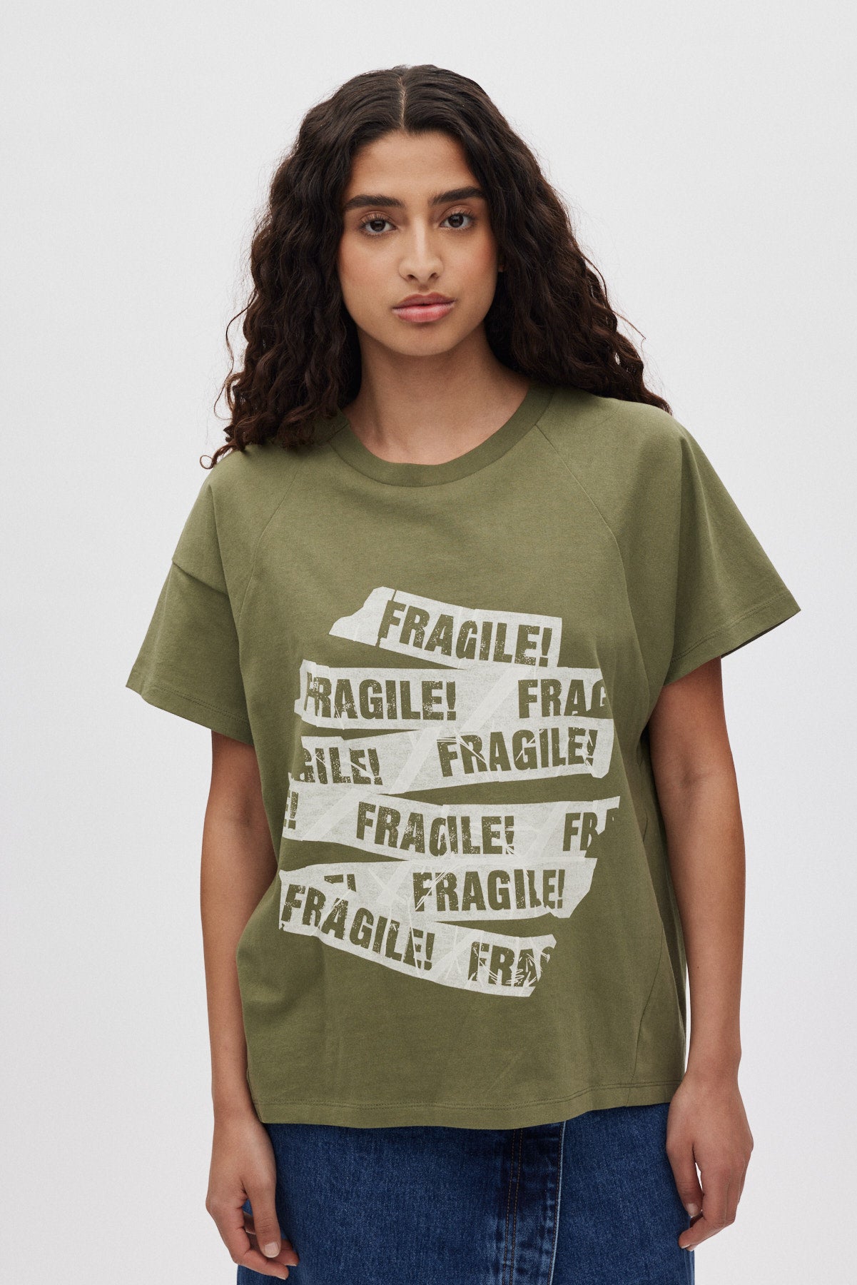 Ary - Fragile boxy t-shirt I Green Green XS/S 1 - Rabens Saloner