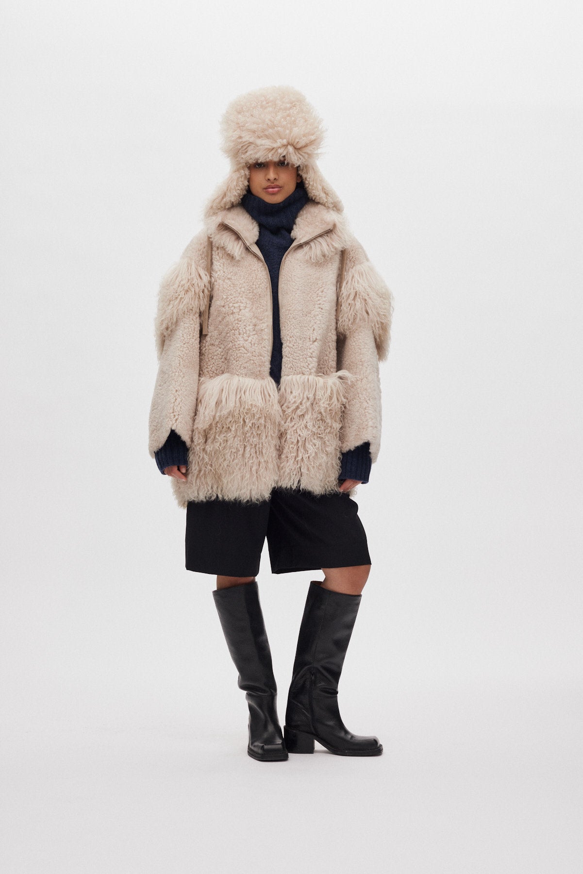 Stacia - Duo shearling jacket I Chalk 4 - Rabens Saloner