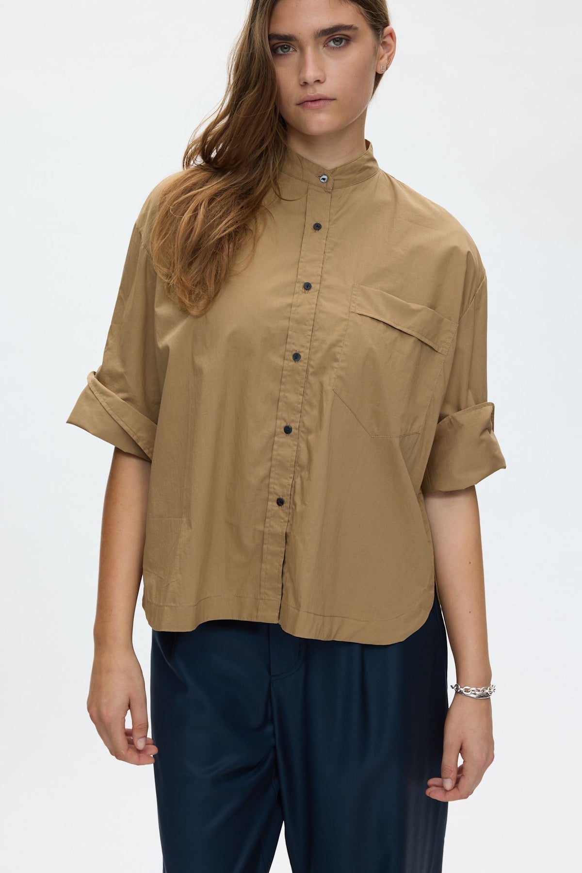 Seval - Poplin boxy shirt I Havanna brown 2 - Rabens Saloner