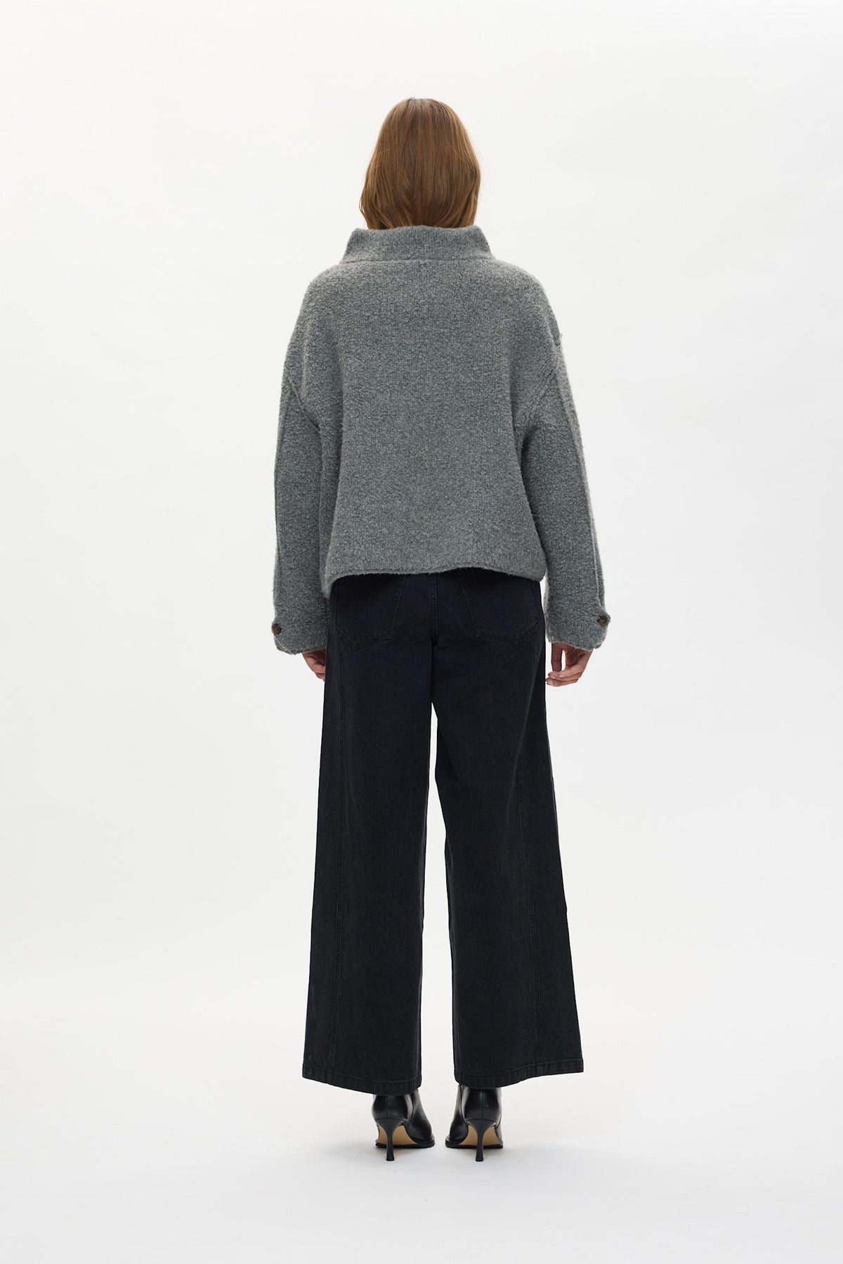 Emel - Sheep knit reverse jacket I Grey melange 2 - Rabens Saloner