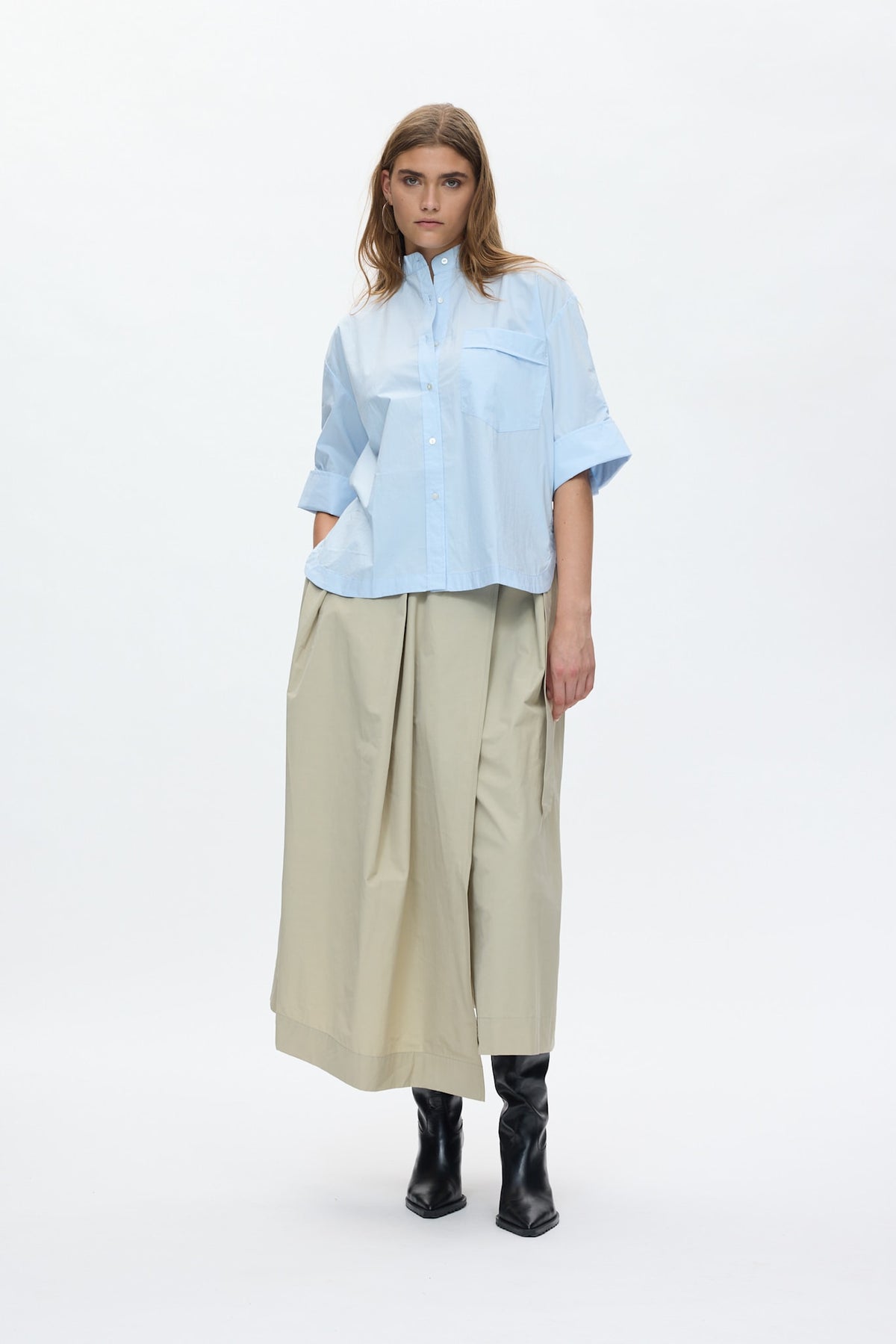 Seval - Poplin boxy shirt I Light blue 1 - Rabens Saloner
