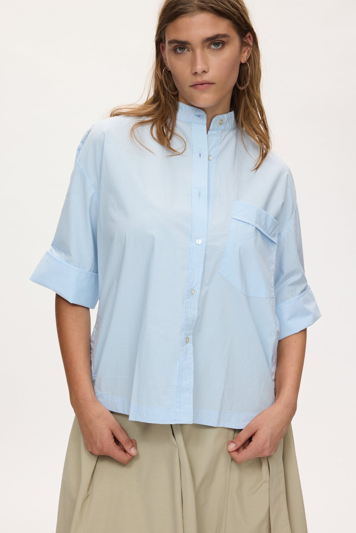 Seval - Poplin boxy shirt I Light blue Light blue XS 2 - Rabens Saloner