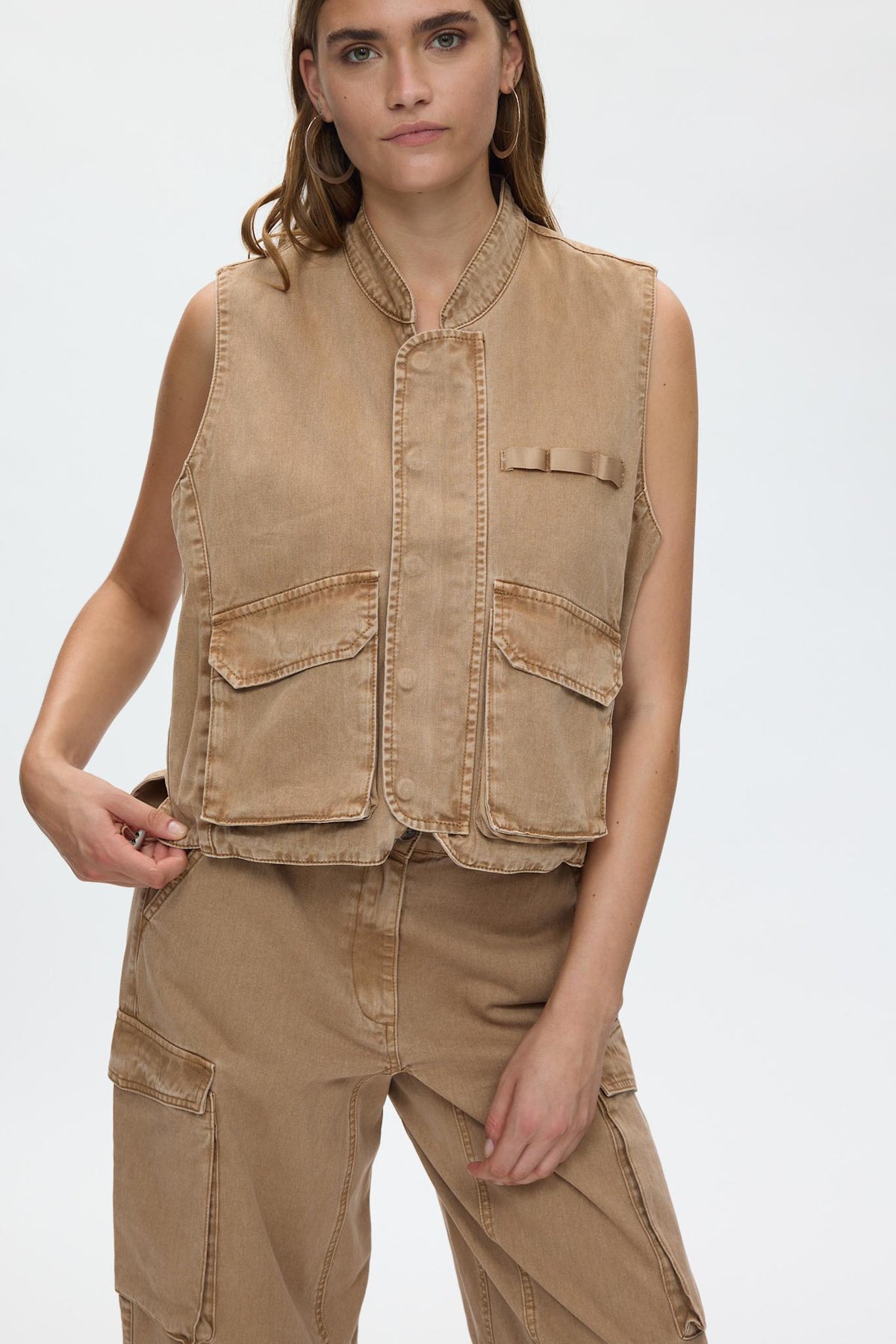 Beena - Canvas vest I Washed tobacco 2 - Rabens Saloner