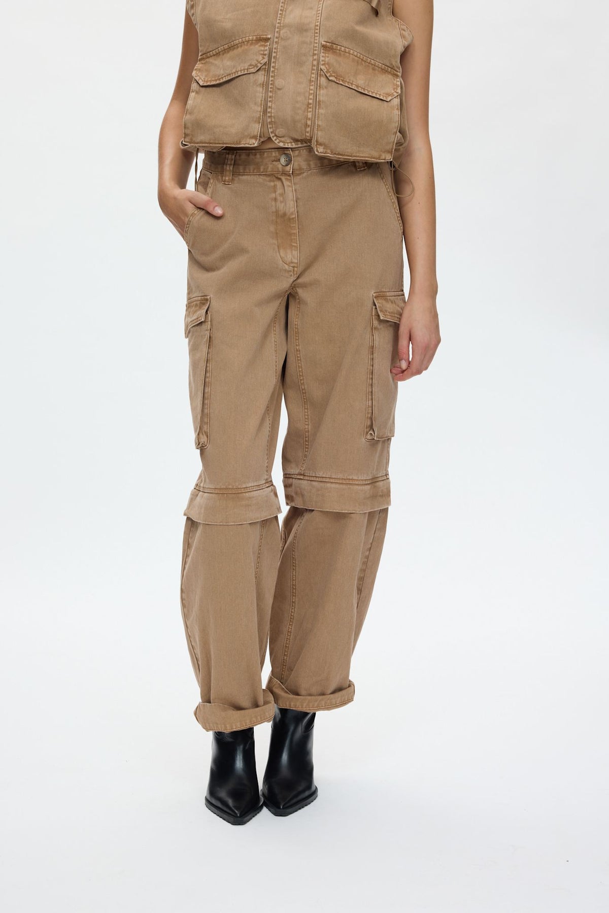 Frema - Canvas cargo pants I Washed tobacco 2 - Rabens Saloner